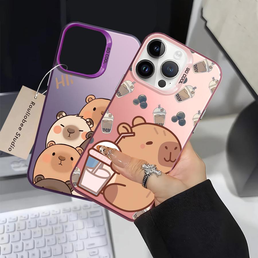 Case for iPhone 17 Pro Max 14 15 Plus XS 13 Pro 16 11 12 XR Air Back Phone Cover Cartoon Cute Capybara