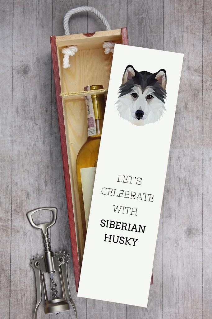 Husky Syberyjski, Siberian Husky - Geometryczne Pudełko Ze Zdjęciem I Napisem Na Wino Marki Art-Dog