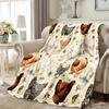 Cozy Watercolor Chicken & Floral Print Blanket Warm Flannel Throw for Naps Camping Travel Home Decor Perfect Gift for Friends