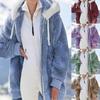 Autumn Winter Fashion Women's Coat Casual Hooded Zipper Ladies Clothes Cashmere Women Jacket Solid Color Ladies Coats