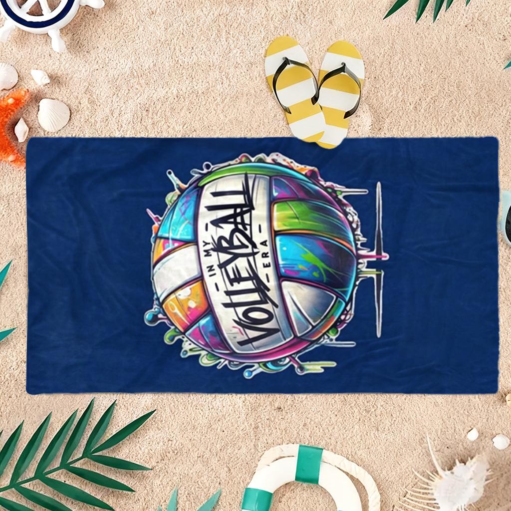 Strandtuch mit Volleyball-Muster, Geeignet für Meeresufer, Schwimmbad, Badezimmer, Campingausflüge, Yoga Fitness Multifunktional Sand