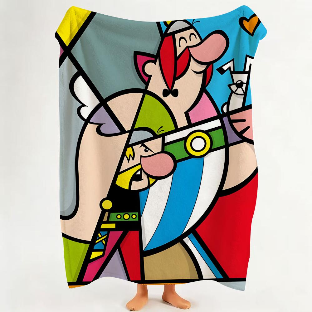 Comic A Asterix Throw Flannel Throw Blanket Suitable for Sofa Living Room Bedroom