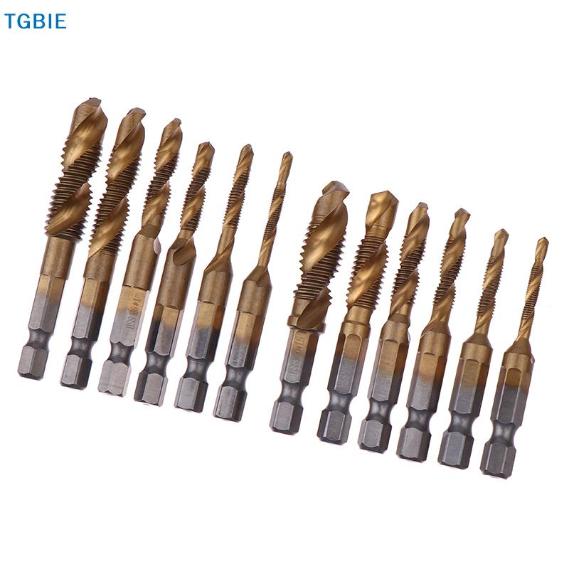 [TL]6 Stück Kombinierte Metrische Gewindebohrer-Bohrer Schraubengewinde Sechskant Schaft Maschine Titan HSS Gewindebohrer Bit Werkzeug Für Metall Stahl Holz Kunststoff