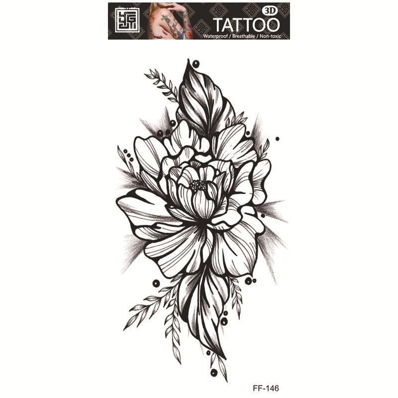 Yuanhua Waterproof Wolf Head Totem & Arabic Text Tattoo Stickers