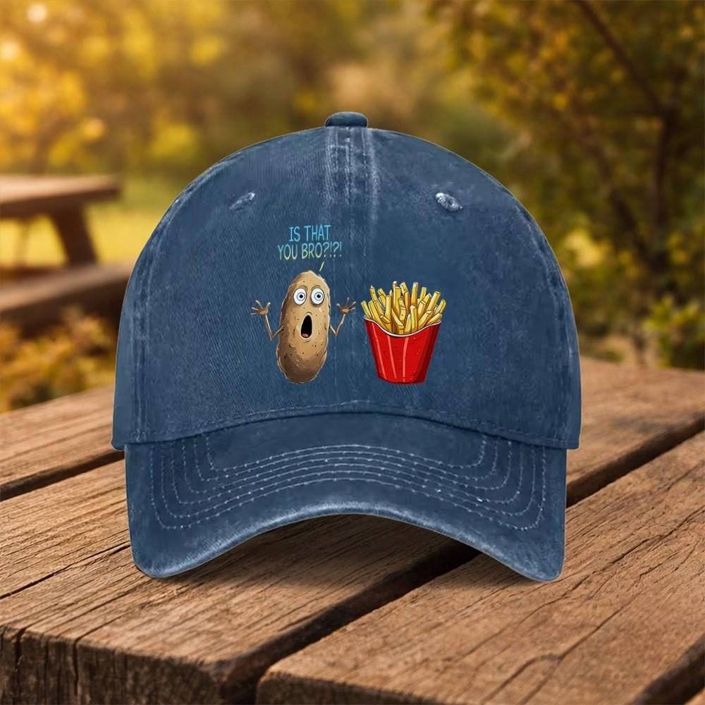 Funny Potato French Fries Baseball Cap Washed Cotton Adjustable Streetwear Hat for Unisex