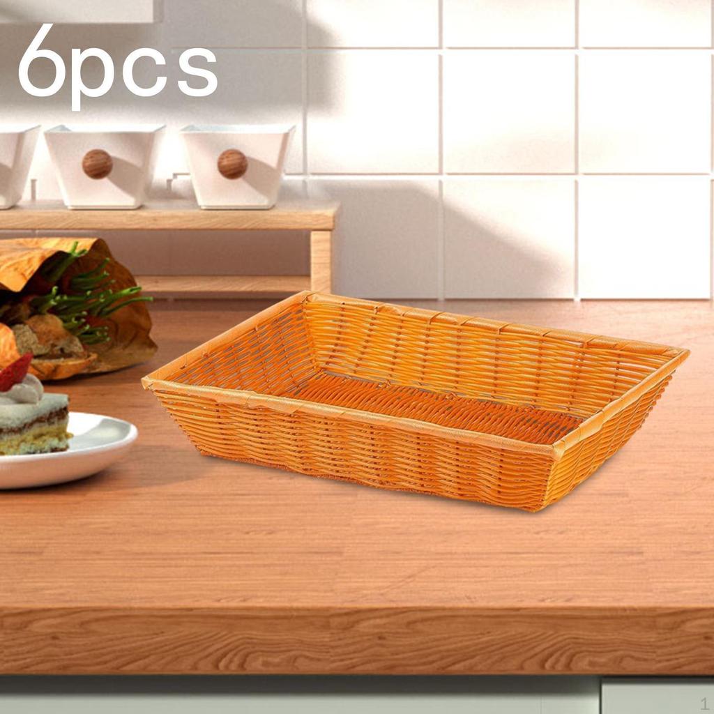6 Pieces Bread Baskets Imitation Rattan Food Woven for Vegetable