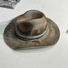 Cappello alla moda in feltro di lana pura a tesa arricciata, cappello in feltro di pecora stile vintage