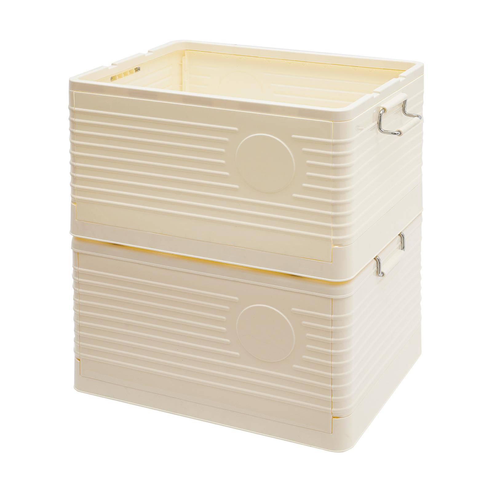 

Двухъярусный складной ящик для хранения на колесах 59 л Большие органайзеры для шкафа Грузоподъемность 35 кг на коробку для дома спальни кремово-белый