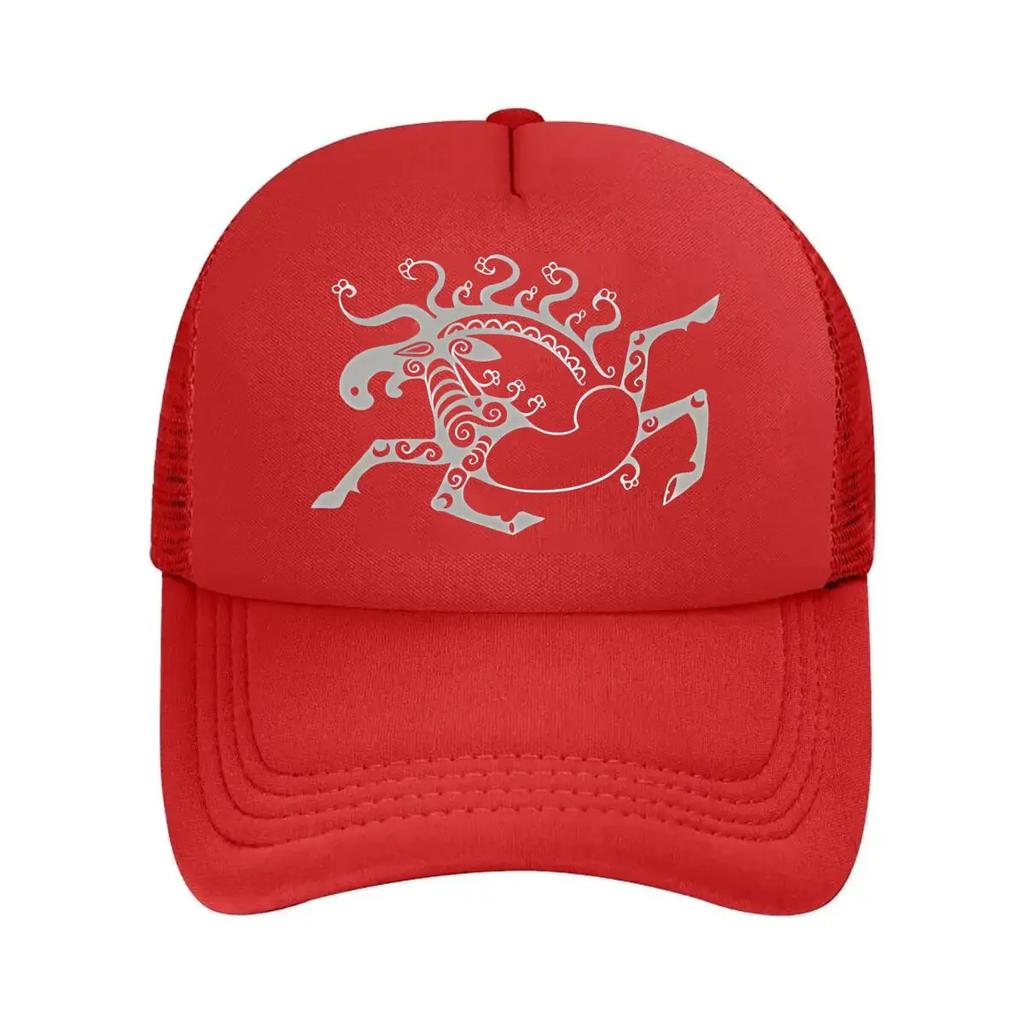 Stylized and Decorative Silver Horse Illustration Mesh Baseball Cap