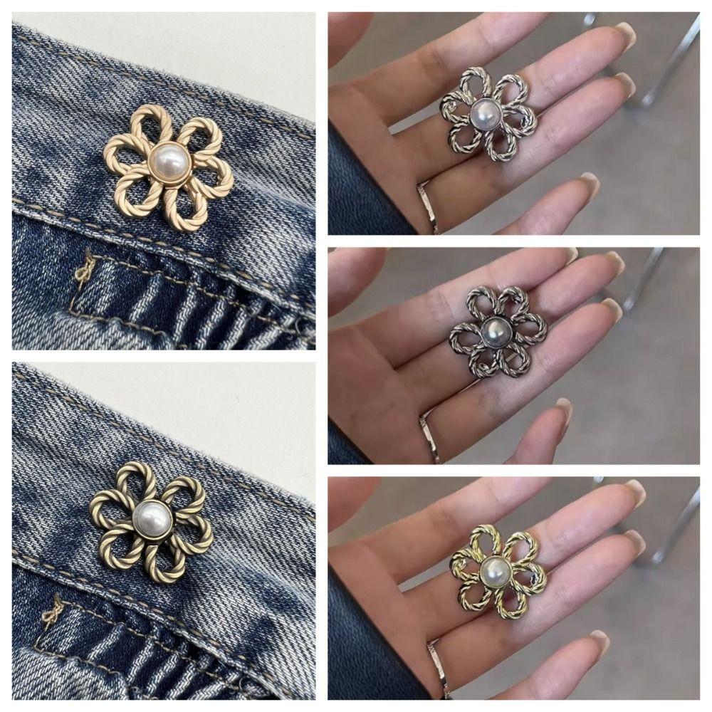 Button Clasps Flower Pants Button Tightener Waist Buckle Jean Buttons for Loose Jeans Skirts