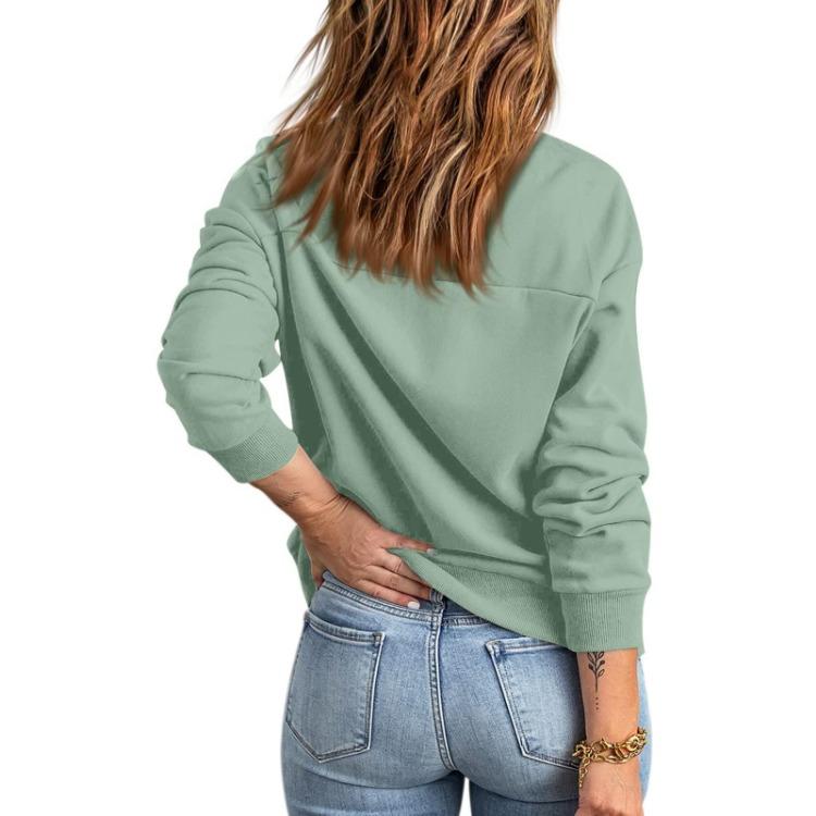 Women Loose Casual Long Sleeve Sweatshirt Jacket With Pocket Top Coat