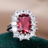 Huitan Noble Women Silver Color Ring Fashion Wedding Inlaid Shiny Red Cubic Zirconia Jewelry Charming Party Bridal Accessories