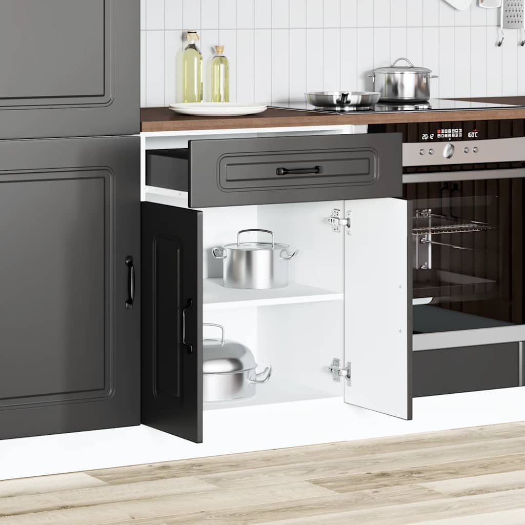 Vidaxl Lower Kitchen Cabinet, Kalmar, Black, Wood-based Material