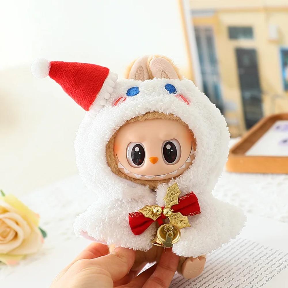 Doll Clothes For 15-17CM Labubu Clothing Merry Christmas Hat Scarf Elk Snowman Set Mini Plush Doll Accessory New Year Dress Gift
