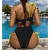 Sexy asymetrické vykrojení bříška na jedno rameno dámské plavky jednodílné plavky dámské plavky plavky s vysokým střihem