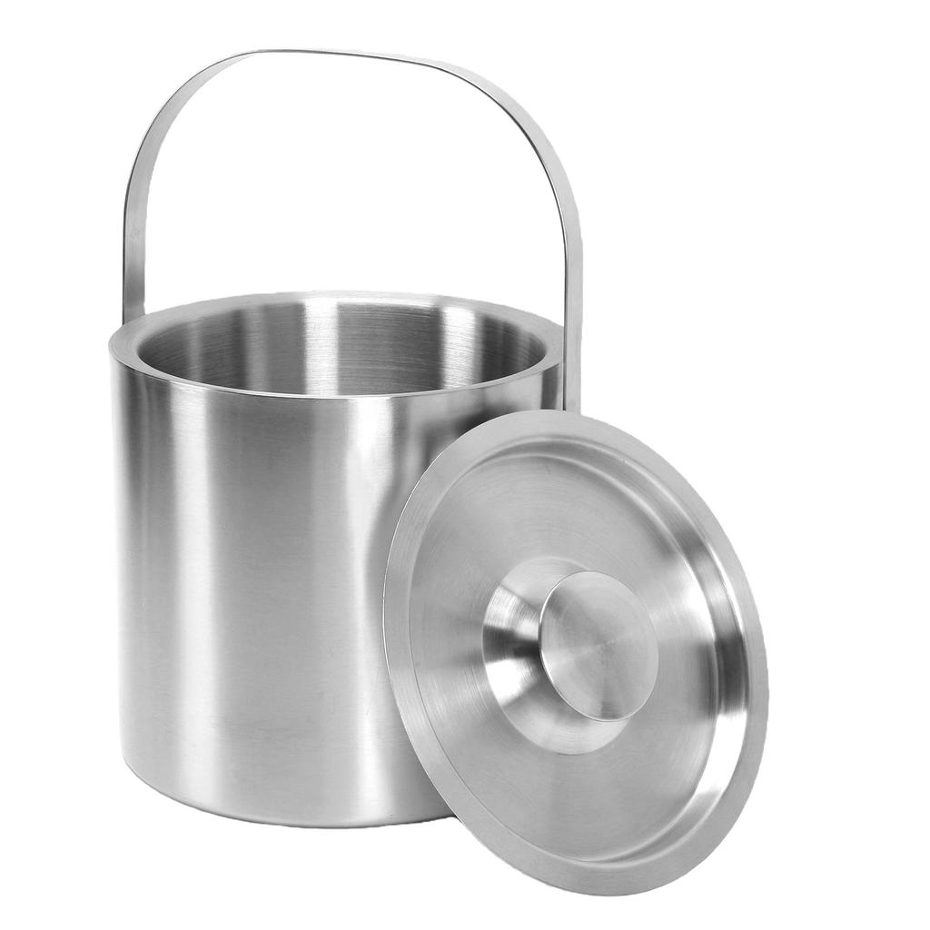 Ice Bucket with Lid 3L Stainless Steel Double Wall Insulated Ice Bucket Wine Drink Container Holder for Beer Cocktail