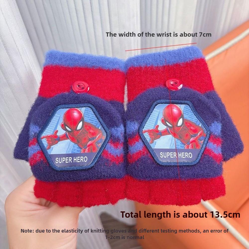 Marvel Spider-Man Winterhandschuhe für Kinder Jungen Warm Gestrickt Touchscreen Fünf Finger Superheld Junge Cartoon Kältebeständig Weiche Fäustlinge