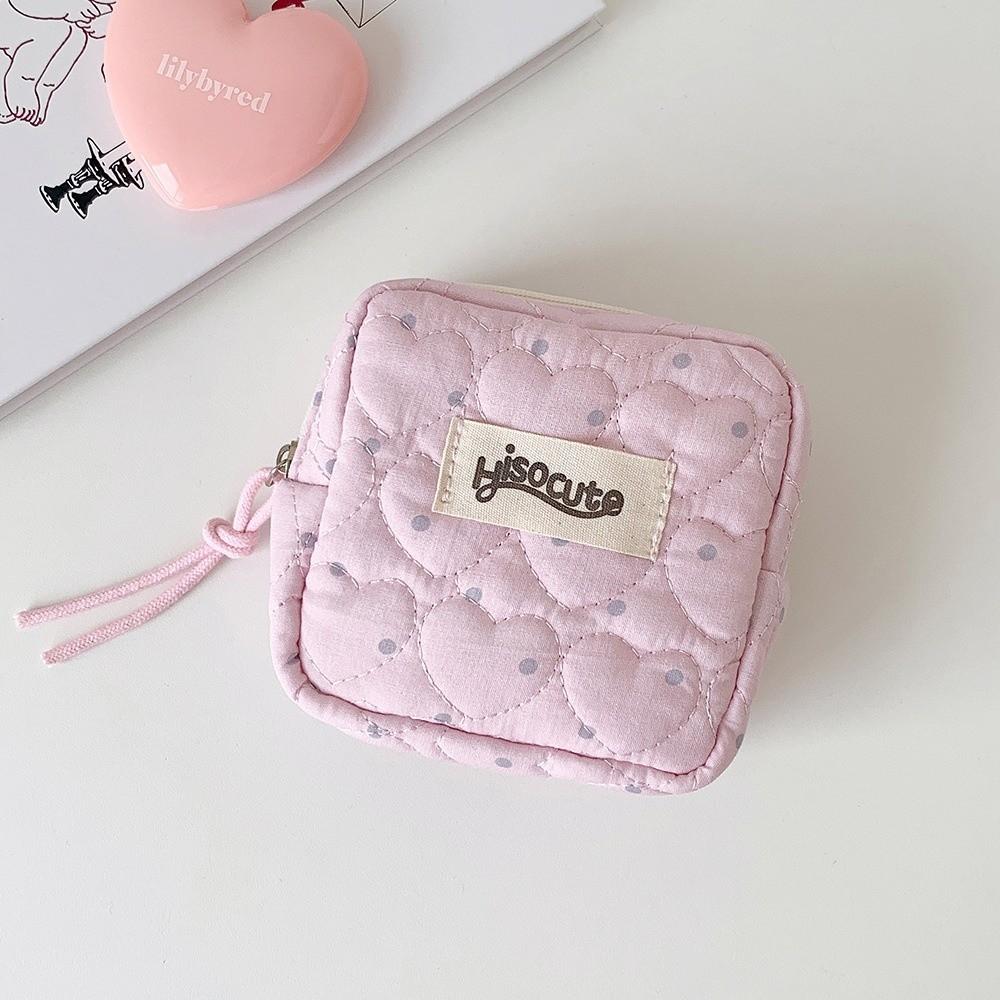 Polka Dot Cosmetic Bag Large Capacity Sanitary Napkin Storage Bag Small Lipstick Pouch  Women Girl