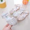 Girls Half Sandals Shiny Crystal Kids Princess Sandals Elegant Ins Trendy 2025 Summer New Girls Dance Shoes for Party Wedding