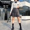 High School Girl Uniform 48cm and Perfect for Amusement and Cultural Festivals Ash Long Size [SYRHSYB] 4-Piece Set, Skirt, Shirt, Tie, Ribbon,