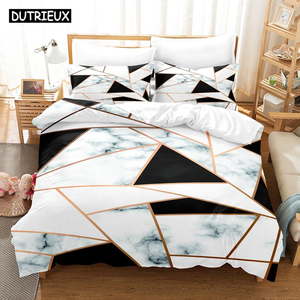3D Printed Art Marbling Bedding Set Down Quilt Cover With Pillowcase Double Complete Queen King Bedding