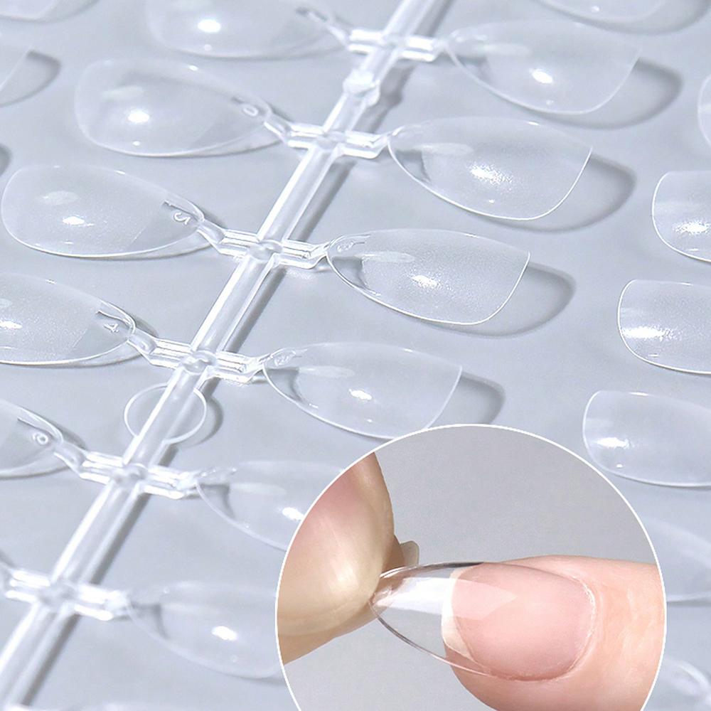240PCS Short Almond Nail Tips Soft Gel Pre-Shaped Acrylic Nail Tips Half Matte Full Cover Nail Tips Clear Gelly Press On Nail