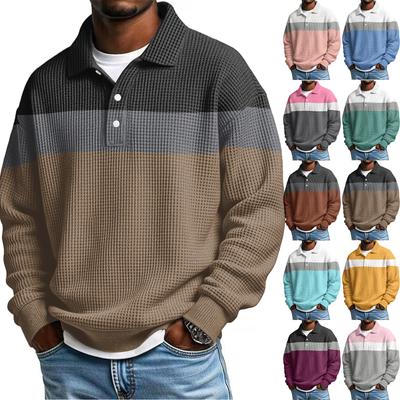 Men Casual Button Down Shirt Golf Pullover V Neck Stand Collar Fashion Fall Sweatshirt