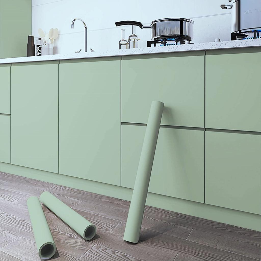 70/80 Width Self-adhesive Film Green Matt Thickened Sticker Furniture Kitchen for Cupboards Tables Wall DIY Renovation Wallpaper