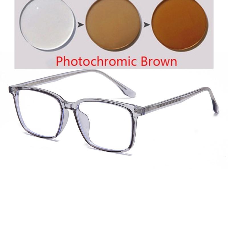 Transparent Gray Frame Blue Light Blocking Computer Eyeglasses Women Men TR90 Square Prescription Spectacles 0 -0.5 -0.75 To -6