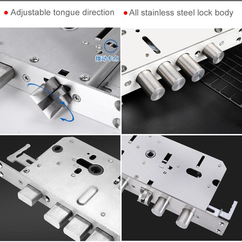 High quality, stainless steel security door lock panel handle and body,silent tongue,lock parts/accessories
