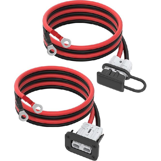 IZTOSS 2PCS 50A Anderson Connector 6 To 12 Gauge Battery Quick Connect/Disconnect Connector 3.28FT 8AWG Cable O-Ring Terminal With Bracket And