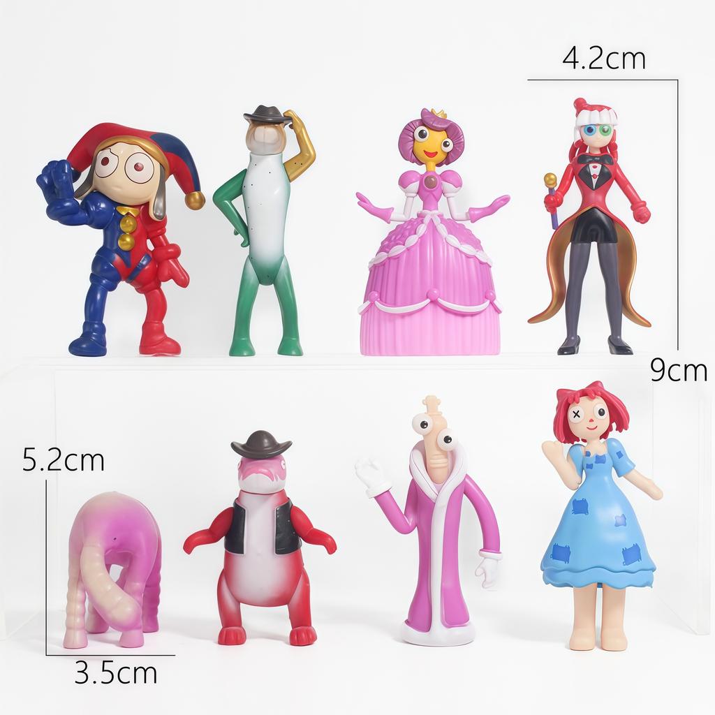 Magical Digital Circus 8 Styles Set Q Version Figurine Models, Rabbit Clown Dolls Cartoon Peripherals Cake Ornaments Toy Models
