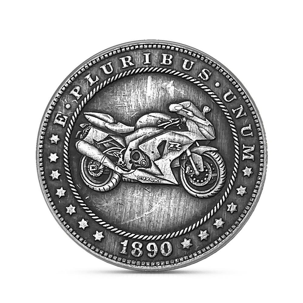 Retro motorcycle coins, wandering coins, HOBO, Morgan commemorative medal, antique copper coin, collectible, playable, gift, motorcycle