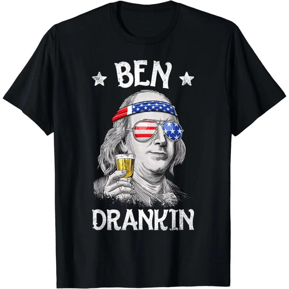 Ben Drankin 4th of July Benjamin Franklin Men Women USA Flag T-Shirt