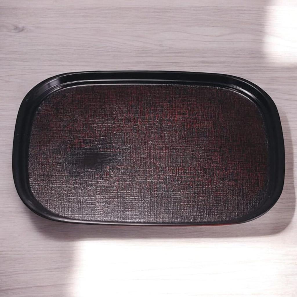 Oval Fabric Tray Akebono Lacquerware Made In Japan J-kitchens 3-Shaku (Tray) Design, Non-Slip, 39cm, (ABS Resin),