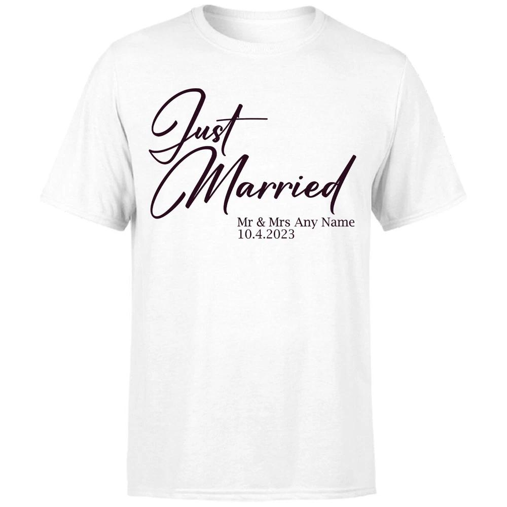 Mr Mrs Just Married Anniversary Gift For Wife Husband Matching TshirtOrP1A 2XL