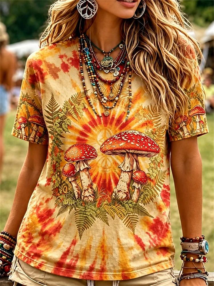 Unisexs Simple Crewneck Shortsleeve Tshirt Elegant Top With Colorful Floral Print Loosefitting Casual Shortsleeve Top