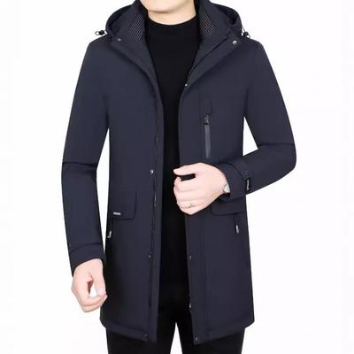 Giacca Corta Imbottita da Uomo Invernale Calda con Cappuccio Parka Uomo di Mezza Età Slim Fit Nero Grigio Caffè Blu Navy