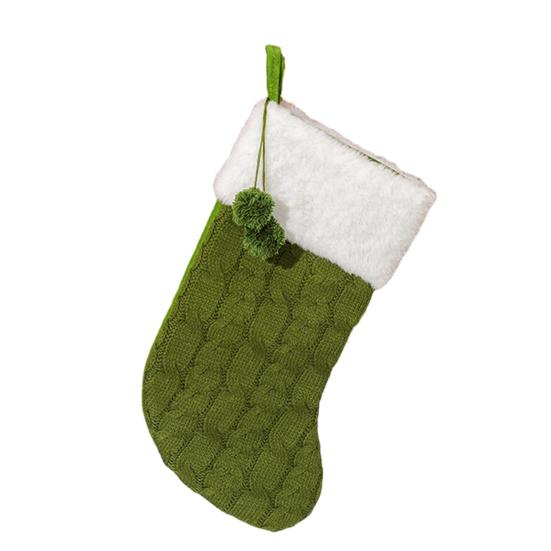 

Yousheng Рождественские носки 17 дюймов Большой вязаный носок для камина с белой манжетой из искусственного меха для украшения рождественской праздничной вечеринки зелёный