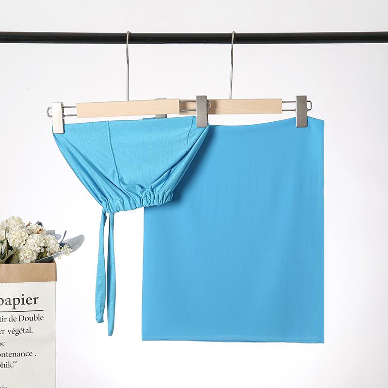 2Pcs Chiffon Hijab With Matching Undercap Set Women Plain Shawl Jersey Inner Modal Caps Muslim Headband Two-Piece Scarf Set