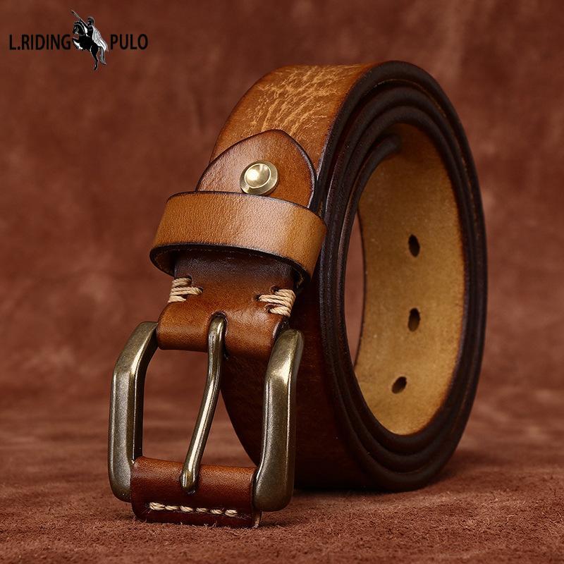 Belt Men's Korean Style Retro Fashion Trends All-Matching Thickened Genuine Cattlehide Leather Surface National Fashion Casual Youth Belt