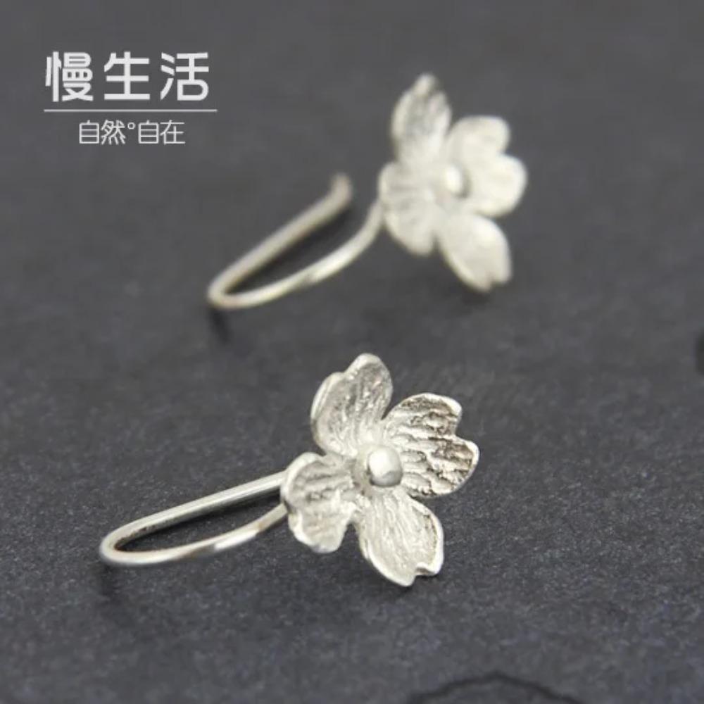925 Silver Long Flower Earrings Elegant Lady Prevent Allergy Fashion Jewelry New Design