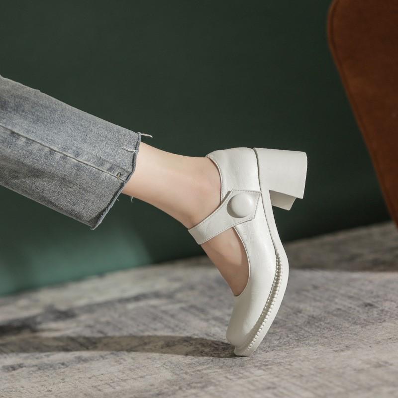 fashion Gothic High Heel Mary Jane Shoes Women's Wide Toe Block Heels Pumps Girls Lolita Shoes Cosplay Ladies White Elegant Dressy Shoes
