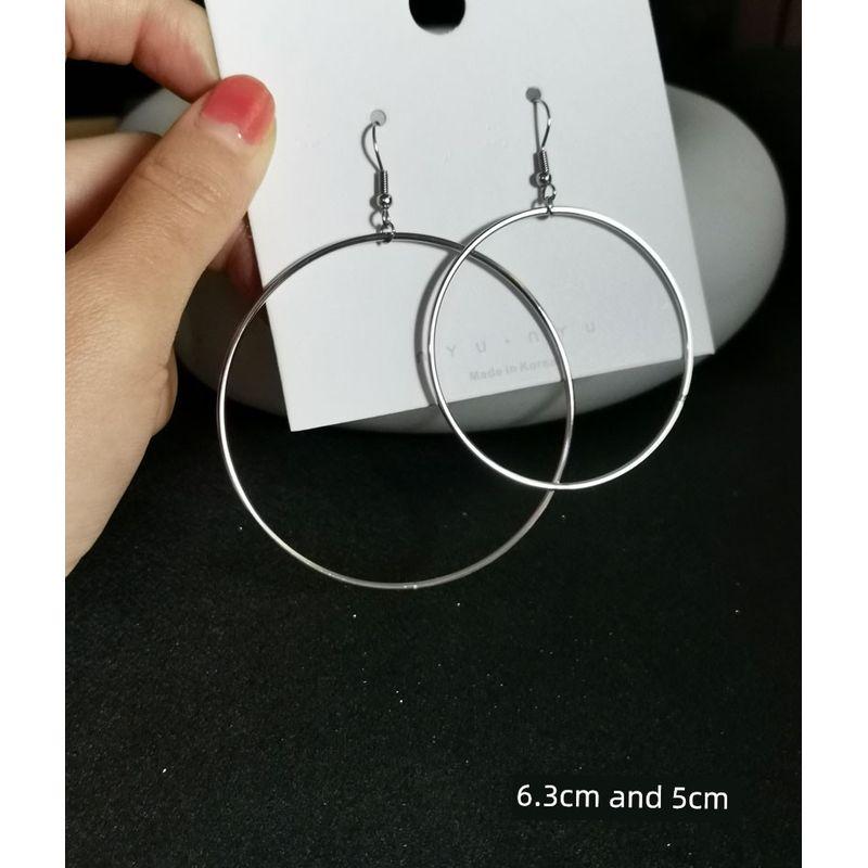 

Baby Angelababy s Same Style Sexy Titanium Steel Color Retention Big Circle A Pair of 5cm Ear Hooks for Pierced Ears