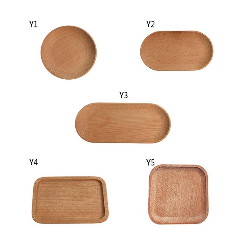 Wood Tray Oval Beech Small Wooden Disc Circular Wooden Dessert Plate Cake Tray