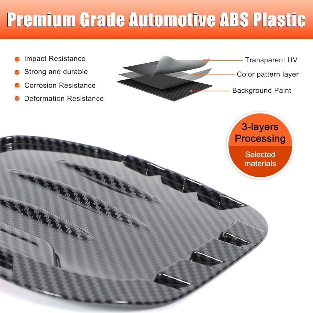 Fuel Tank Cap Trim Cover Compatible with Subaru Forester 2025,ABS Carbon Fiber Pattern Gas Fuel Door Cover Trim Scratch Cap,Exterior Fuel Tank Cap