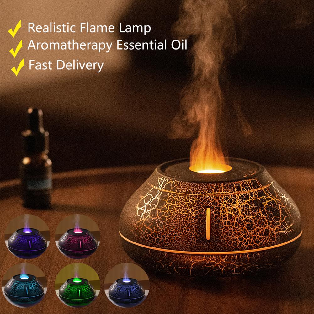 Volcanic Aroma Essential Diffuser 130ML USB Lava Flame Air Humidifier Ultrasonic Cool Mist Maker Fogger With LED Color Flame