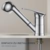 Kitchen Faucet Polished Chrome, Stainless Steel Sink Fittings with Shower, Single Lever Mixer Kitchen Fittings, 360° Rotatable Mixer Battery Kitchen