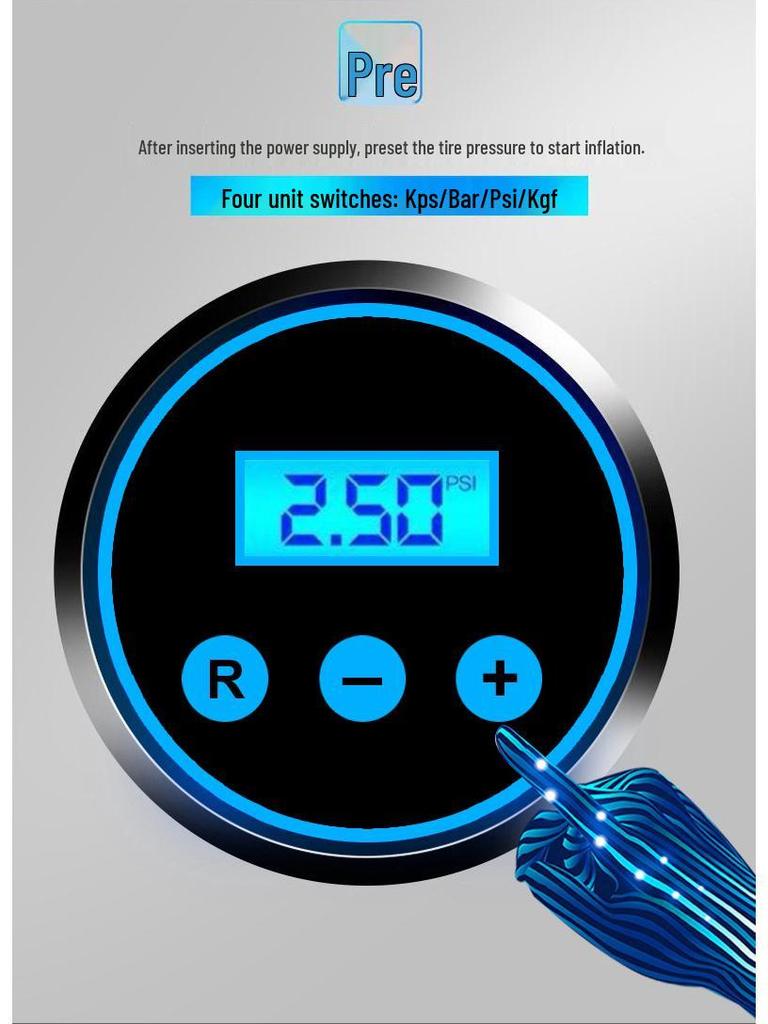 Portable Electric Tire Inflator with Light - Digital Display Pointer Style