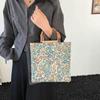 Cloth Material Bamboo Knot Handbag Floral Flower Print Artistic Jacquard Tote Bag Vintage Large Capacity Chinese Style Tote